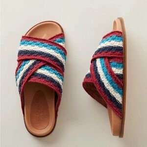 Veracruz Ombre Sea Sandals NEW NIB Size 38/8 crochet leather patriotic slide